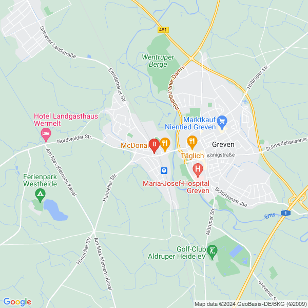 Hamm Kurier location map: Emsdettener Str. 10, Greven, NORDRHEIN-WESTFALEN